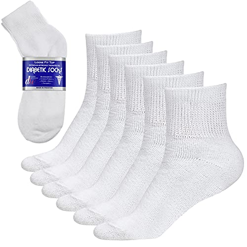 Diabetic Socks Womens Cotton 6-Pack Ankle White By DEBRA WEITZNER ankle/white womens 9-11