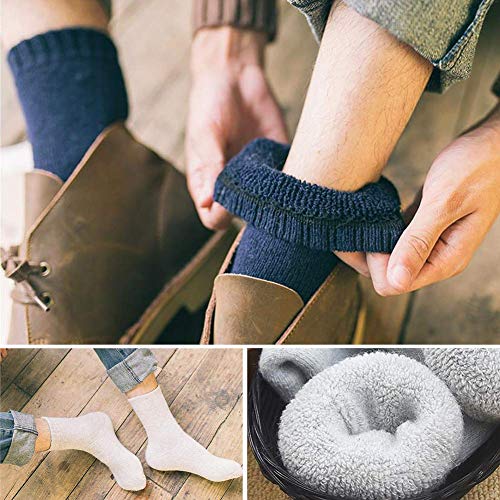 Mens Heavy Thick Wool Socks - Soft Warm Comfort Winter Crew Socks (Pack of 3/5),Multicolor,One Size 7-12