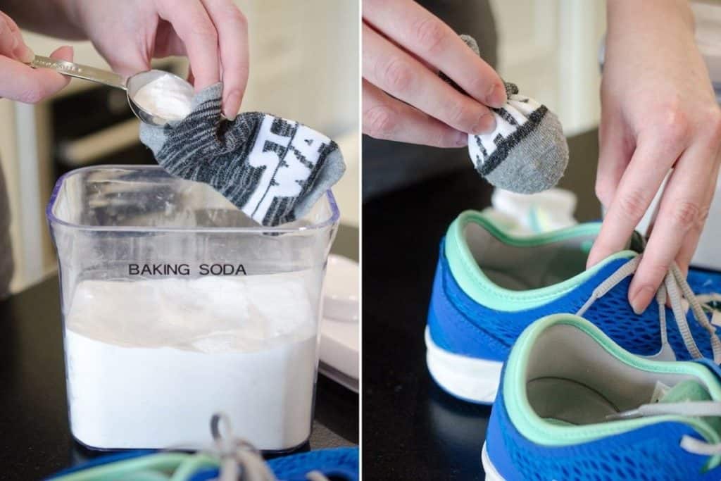 Baking soda works wonders in Eliminating the smell from the boots