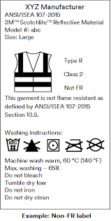 Care labeling, instructions and marking of Safety Vest