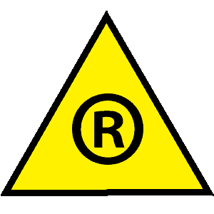 yellow triangle with the letter “R” footwear