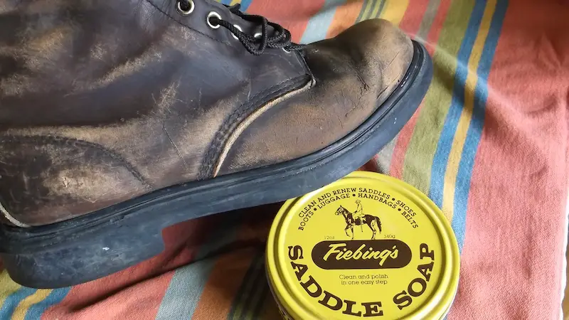 Leather boots with white residue after using saddle soap : r/AskACobbler