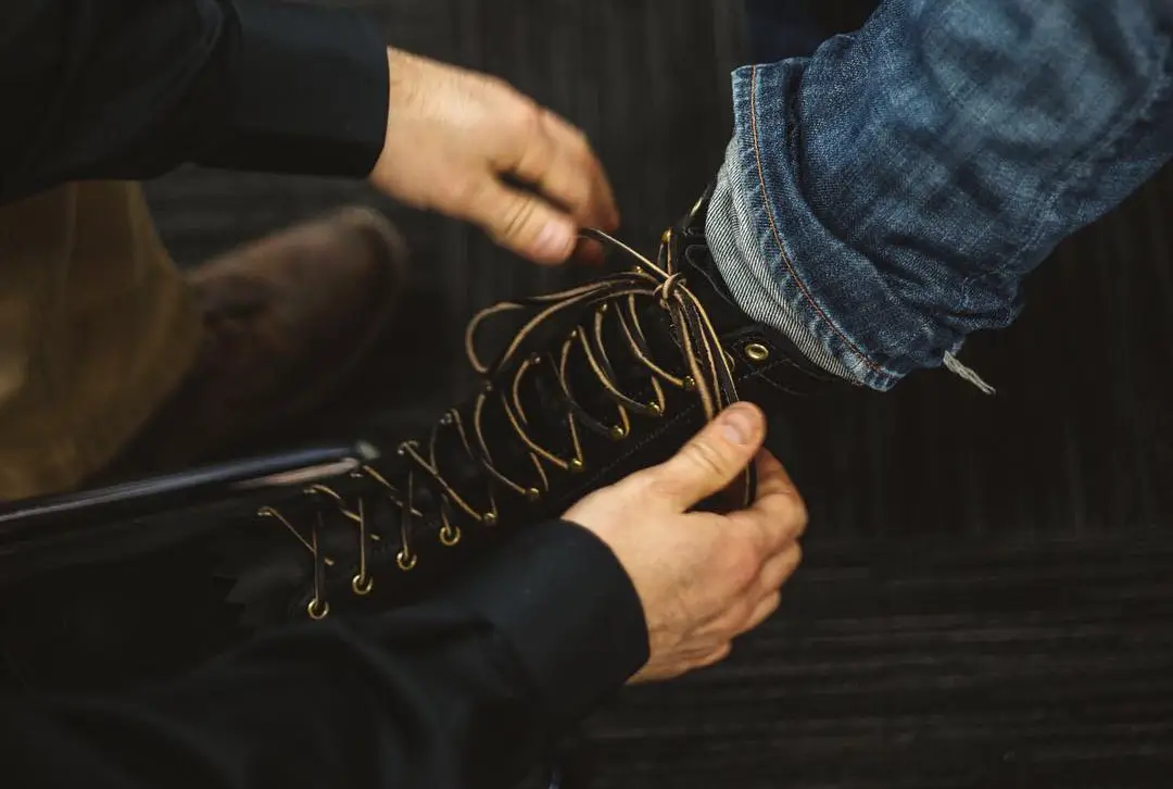 Logger boots are full lace-up system
