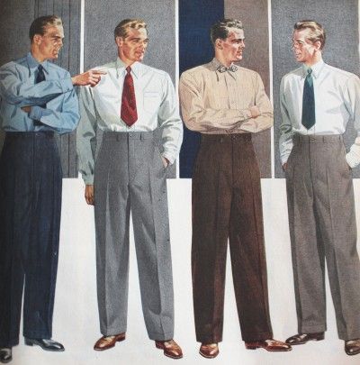 1920s right through the 1950s, trousers had a high rise